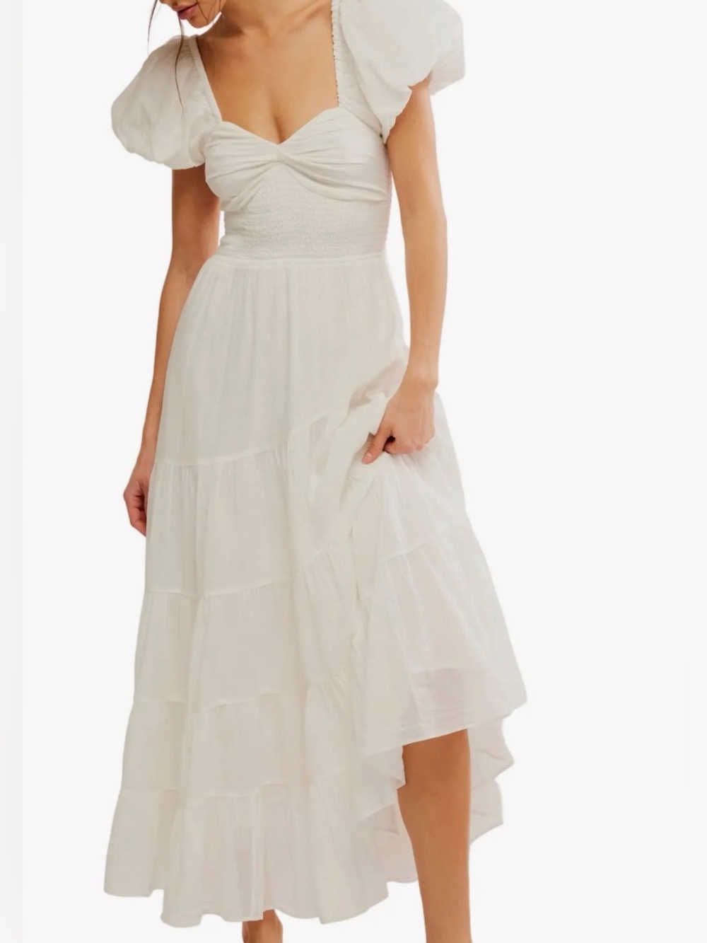 Free People Sundrenched Smocked Puff Sleeve Maxi Dress